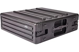 SKB 3U Roto Rack Case - Durable Polyethylene Gear Protector, Stackable, Waterproof with Twist Latches & Rubber Feet for Musicians, Black