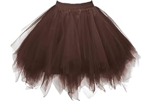 MIZHOME Womens Soild Color Tutu Skirt Layered Tulle Skirt Adult Halloween Costumes