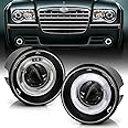 ACANII - For 2005-2010 Chrysler 300C 08-09 Dodge Caliber LED Halo Projector Fog Lights Lamps Assembly Driver & Passenger