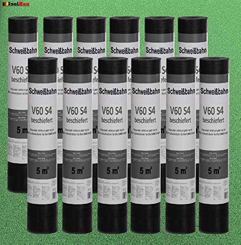 Isolbau Schweißbahn V60 S4 beschiefert - Bitumenbahn mit Glasvlies-Einlage zur Dachabdichtung - Grün, 12 x 5 m² Rolle – Bild 4