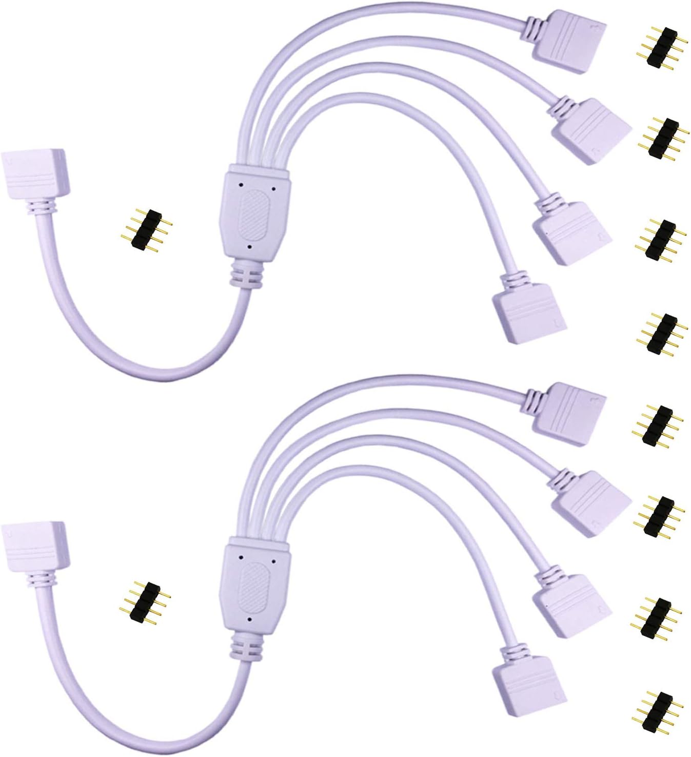 4-Pin LED Splitter Cable (1 To 3) For RGB LED Strips - 12in Long, Connects 3 Strips To One Controller, SMD 5050/3528/2835