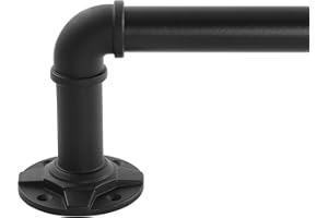 YAJUXIU Industrial Curtain Rod Adjustable 1 Inch Black Curtain Rods for Windows 66 to 120 Inch - Perfect Indoor/Outdoor, Room Divider Curtain Rod (30-120")