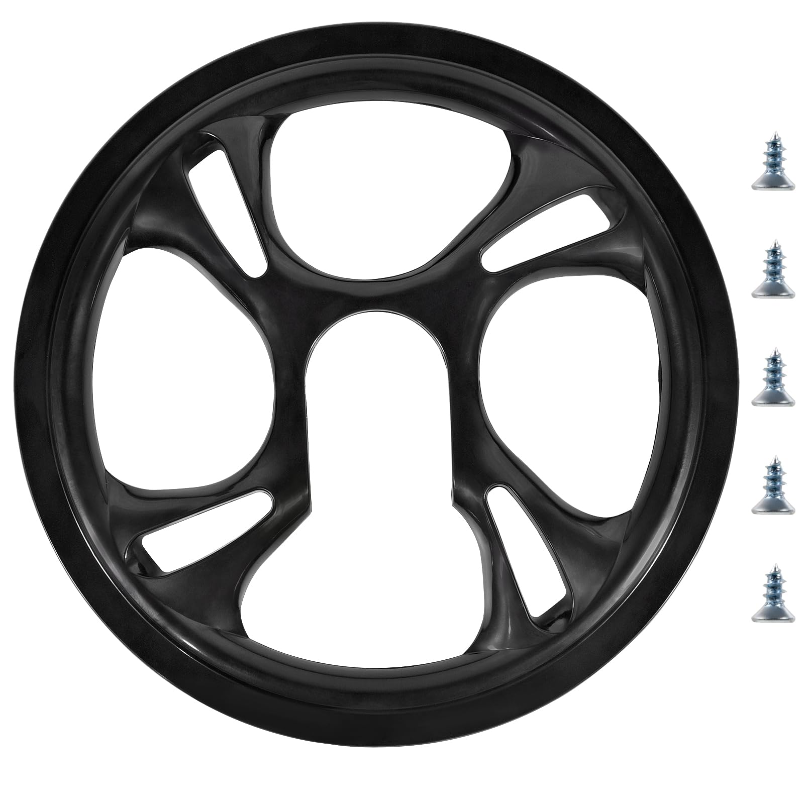 Photo 1 of KingBra Bike Chain Guard Protector, 48T 4 Holes Plastic Bicycle Sprocket Protective Cover, Black Bike Chainwheel Protective Guard Cover with 4 Screws for Mountain Bikes, Road Bikes