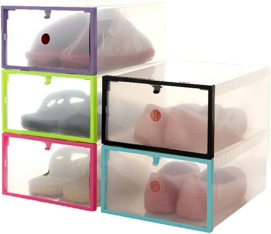 Lialbert Foldable Stackable Clear Plastic Drawer Case Organizer Box Holder Shoe Storage