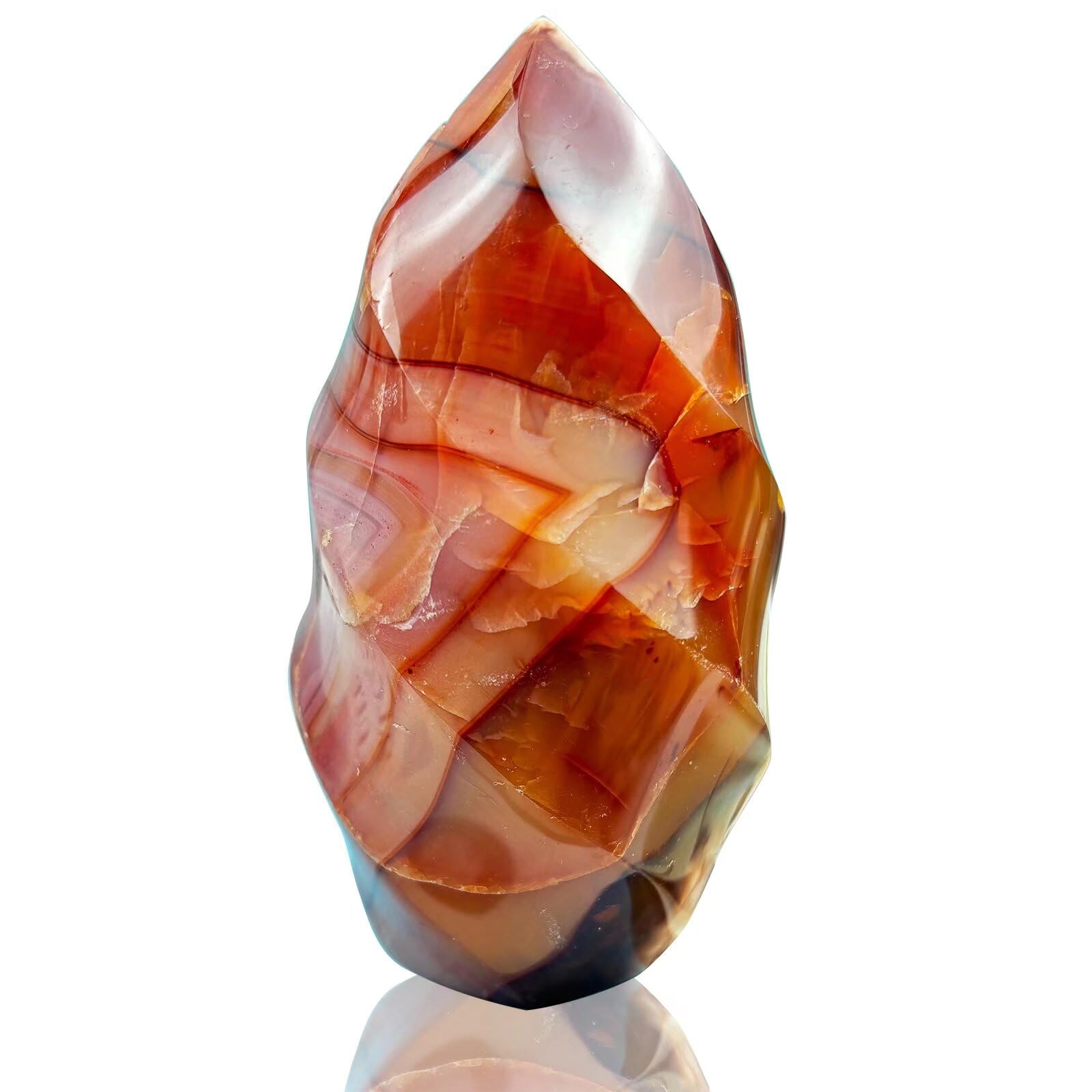 Photo 1 of FZBHRO Red Agate Tower Flame Shaped Healing Crystal Stone Tower Statue Rock Torch Shaped Collectible Figurines 0.8-1.3 Pound