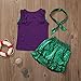 Kid Baby Girl Cute 3pcs Set Headband + Mermaid Ruffle Top Shirt + Mermaid Shorts Clothes Set (90 (2-3Y), Purple and Green)