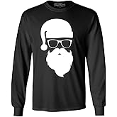 shop4ever Hipster Santa with Sunglasses Christmas Long Sleeve Shirt