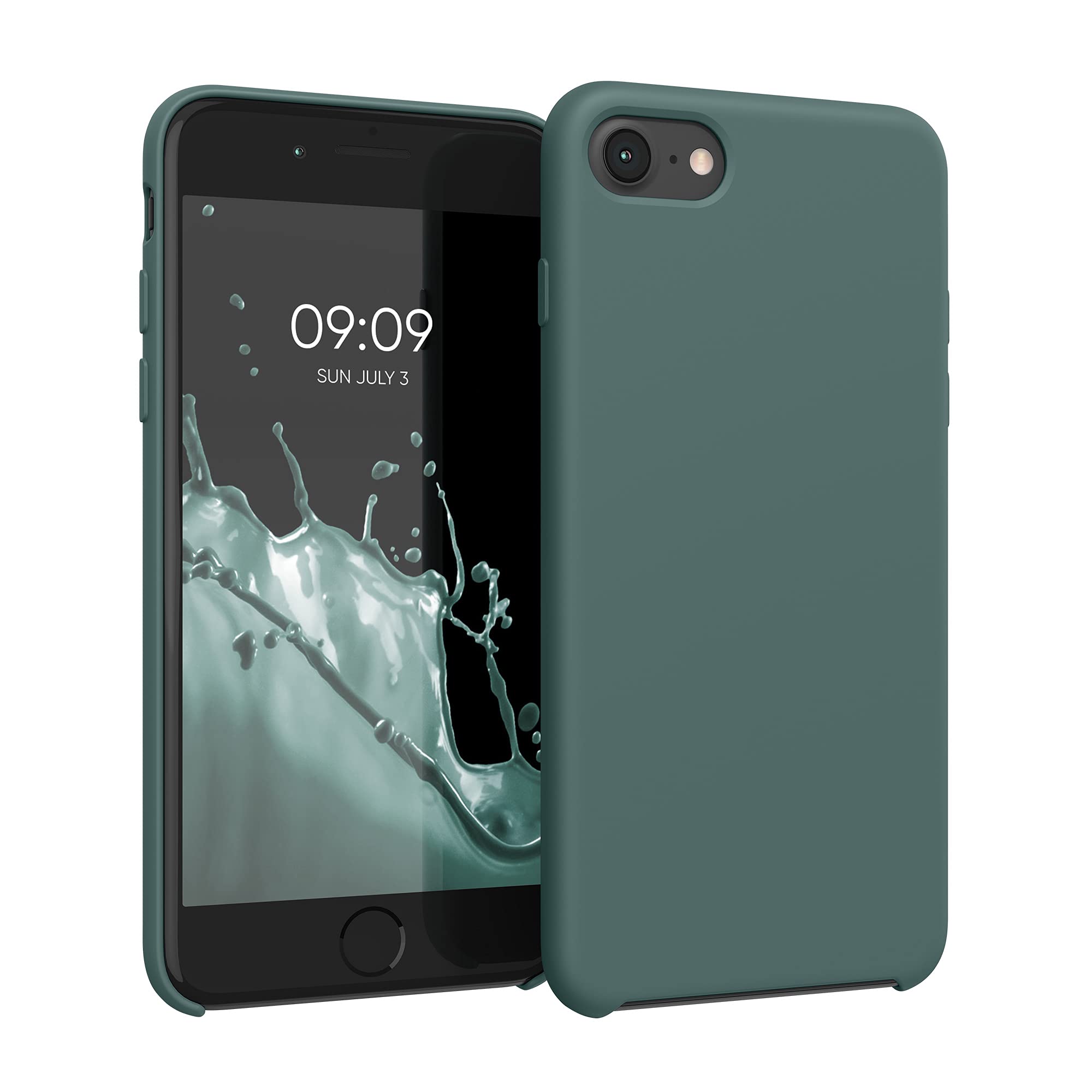 kwmobile Case for Apple iPhone SE (2022/2020) / iPhone 8/7 Case - Soft Cover - Shockproof Silicone - Wireless Charging Blue Green — image 1