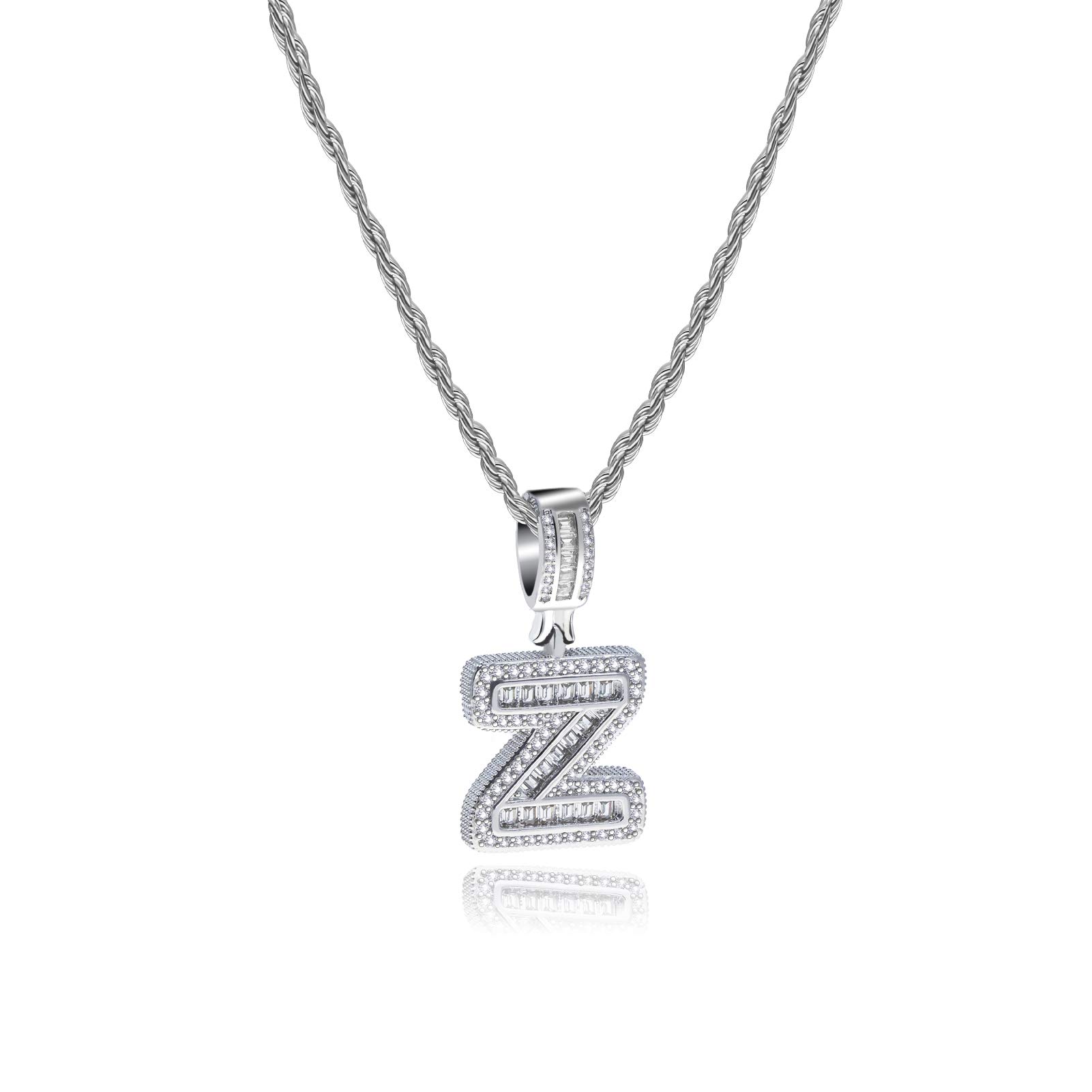 Z Letter Name Initial Alphabet Necklace Personalize Jewellery Silver Crystal Clear CZ Women Daughter Wife Mom Jewellery Birthday