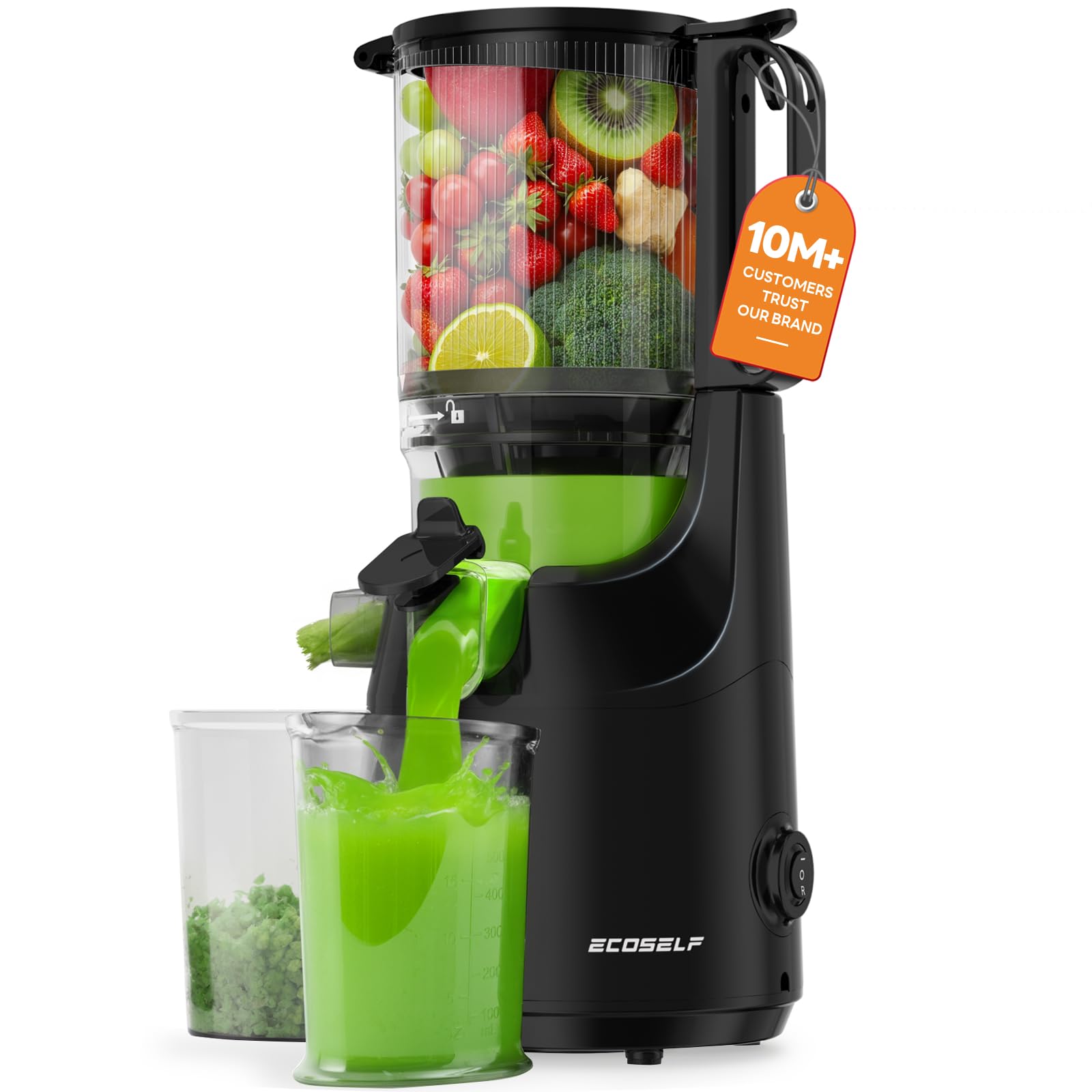 Photo 1 of ECOSELF Juicer Machines with 5.3" Mega Mouth & Large Feed Chute, Cold Press Juicer for Whole Fruits & Vegetables, Professional Slow Masticating juicer for Batch Juicing, High Juice Yield Easy to Clean