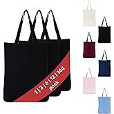 1 |3 | 6 | 12 | 144 Pack 100% Cotton Tote Bag with Gusset, Reusable Eco-Friendly Canvas Shopper for Grocery, Gift, Craft