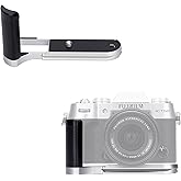 JJC Solid Metal Hand Grip L-Shape Handle for Fuji Fujifilm X-T50 XT50 Camera, Anti-Slip Microfiber Pads, Arca Swiss Quick Release Base, Must Have Fujifilm XT50 Accessories, Silver