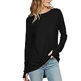 Enaisyl Women's Loose Long Sleeve T-Shirt Crew Neck Belted Casual Top with Thumb Hole Design