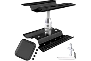 GOHOBBY RC Car Work Stand Aluminum Repair Workstation 360 Degree Rotation Lift Lower w/Screw Tray Tools for 1/10 1/12 1/16 Scale Traxxas TRX4 Axial Arrma Redcat Losi RC Crawler Monster Truck Buggy (Black)