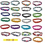 Braided No Slip Sports Headband (U PICK 2 COLORS) by Kenz Laurenz - 2 Non Slip Elastic Stretch Fashion Headbands for Teens Girls Women Softball pack Volleyball Basketball Sports Teams Set Hair Accessories