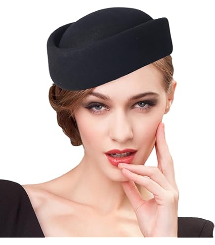 Black Wool Felt Small Top Fascinator Hats for Women Ladies  display picture 2