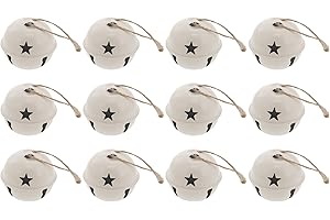 Haute Decor Jingle Bell Ornaments, (Ivory) 1.97-inch Diameter, 12-Pack - Real Jingle Bell Metal Christmas Tree Ornaments, Off-White