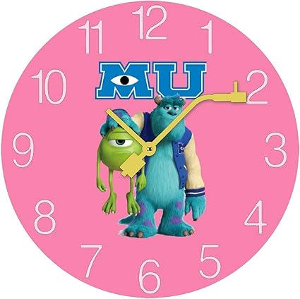 Amazon Co Jp モンスターズ インク マイク サリー Monsters 壁掛け時計 木製掛け時計電池式 掛け時計 おしゃれ 円形 静音 ウオールクロック インテリア 部屋装飾 ホーム キッチン