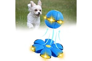 Moiitru Flying Saucer Ball for Dogs Flying Saucer Ball Pet Toy Interactive Flying Saucer Dog Toy Portable, Blue 3 Lights
