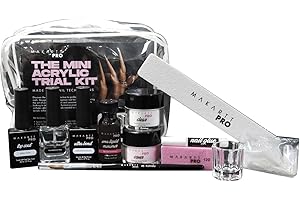 MakarttPro Mini Acrylic Nail Kit for Beginner Nail Technicians 12pcs - Starter Set with Pink & Clear Acrylic Powders, EMA Monomer, Kolinsky Brush and Nail Essentials