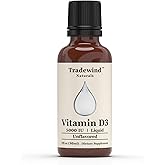 Tradewind Naturals Liquid Vitamin D3 Drops 5000 IU – Fast Absorption – Vegetarian, Non-GMO, Kosher – Unflavored – 1 Ounce