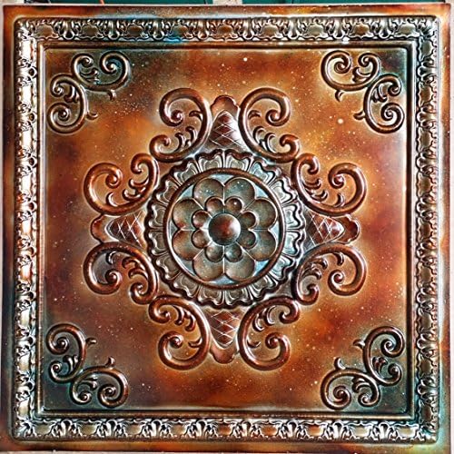 PLASTFILM Pl08 Faux Tin Copper Patina Ceiling Tiles 3D Emboss Cafe Pub Shopping Art Decor Wall Panels 10pieces/lot