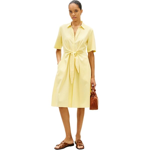 Tommy Hilfiger Women's Poplin Frill Sleeveless Shirt Dress,Classic Ithaca  White Rose Petal X-Small at Amazon Women's Clothing store