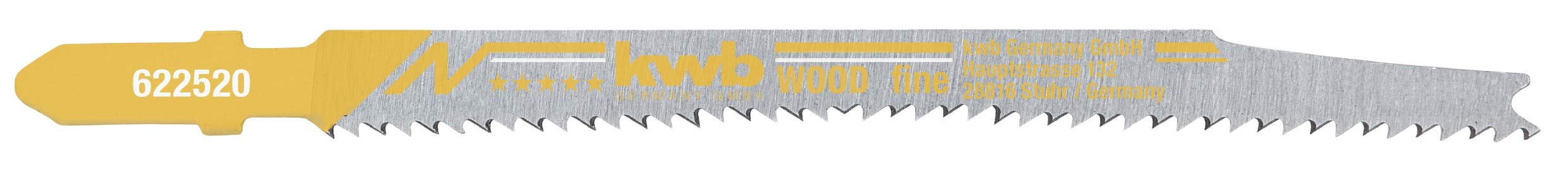 kwb 622520 2 x Special Jigsaw Blade for Wood S20 Single cam/T-Shaft for Panel Materials, Tear-Free on Both Sides, fine