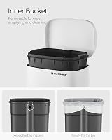 SONGMICS Kitchen Bin 50 L Pedal Soft Close Steel Inner Bucket White LTB101W01 view 7