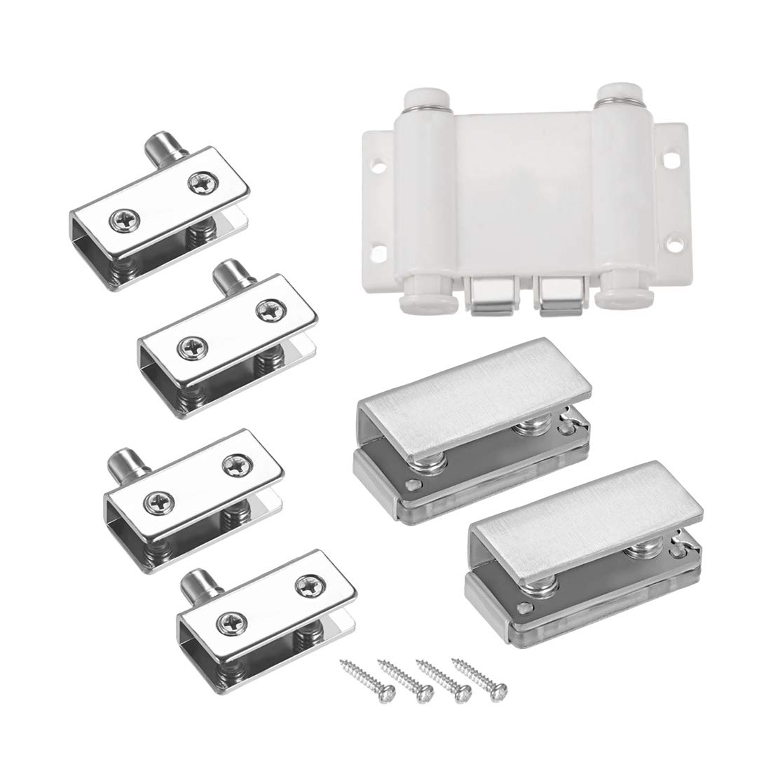 Sourcingmap 5-8mm Glass Door Double Magnetic Catch Latch Closures ABS White with Clamp Set