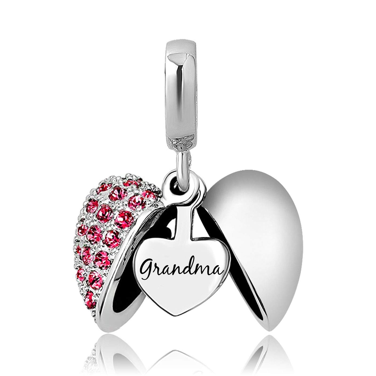KunBead Jewelry Grandma Nana Grandmother Heart Love Charms Sale for Women July Birthstone New Birthday Charm for Bracelet