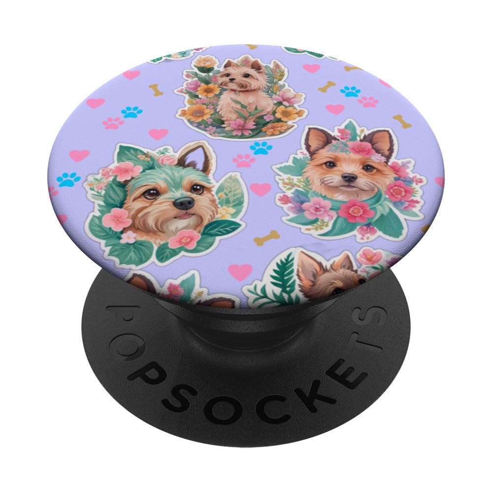 Floral Yorkie Puppy Yorkshire Terrier Watercolor Yorkie love PopSockets Swappable PopGrip