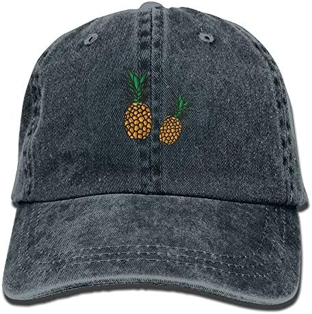 XunFenQi Pineapple Men and Women Vintage Washed Dyed Cotton Adjustable Plain Baseball Cowboy Cap