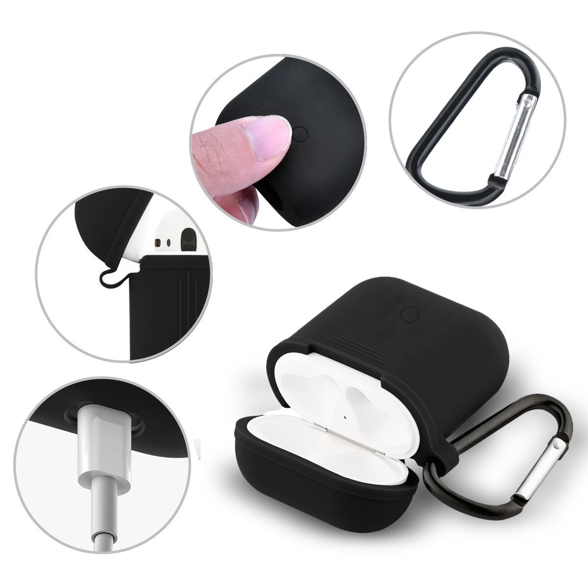 Airpods Accessories Set, Filoto Airpods Waterproof Silicone Case Cover
