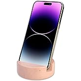 AIBOERL Marble Cell Phone Stand Holder for Cellphone Tablet On Desk,Countertop,Table,Nightstand,Heavy Solid Real Stone Mobile Phone Stands (Pink)