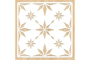 JIUMEI 16 x 16 Inch Large Wall Stencils for Painting Walls, Tiles, Patio, Wood, Reusable Stencil, Large Floor Stencils for Painting Floors - Snowflake Design