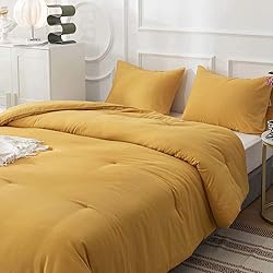 Cottonight Mustard Yellow Comforter Sets Full Dark