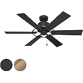 Hunter Fan 52 Inch Casual Matte Black Finish Indoor Ceiling Fan With 6 Blades and Pull Chain (Renewed)