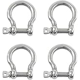 4 Packs 304 Stainless Steel Bow Shackles - Heavy Duty D Ring Shackle with Screw Pin - for Chains, Wire Rope, Lifting, Marine, & Outdoor Construction - Corrosion Resistant Anchor Shackle