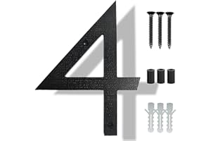 YIPUKIYI 8 Inch Floating Modern House Numbers For Outside Large House Numbers For Outside, Exterior Black Shadow Modern Home Address numbers With Easy Mounting Nail Kits, Visibility Number 4