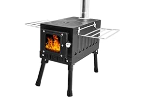 Carivia Camping Wood Stove,Portable Wood Stove,Hot Tent Stove with Sectional Chimney Pipes,Outdoor Tent Stove,Heating Burning Stove for Outdoor Camping, Hunting, Cooking, Hiking, Fishing