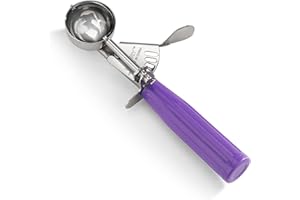 New Star Foodservice 34905 Commercial-Grade Thumb Press Food Disher/Ice Cream Scoop, 18/8 Stainless Steel, 0.875 oz, Size 40, Purple