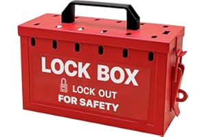 Boviisky Lockout Tagout Group Lock Box,Portable Red Loto Group Box with 12 Locking Holes,Big Premium Lock Box for OSHA Compliant Group Loto Procedures,8001