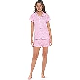 Casual Nights Women's Super Soft Pajamas Set, Short Sleeve Button Down Shirt with Pants PJ Shorts Set with Pockets