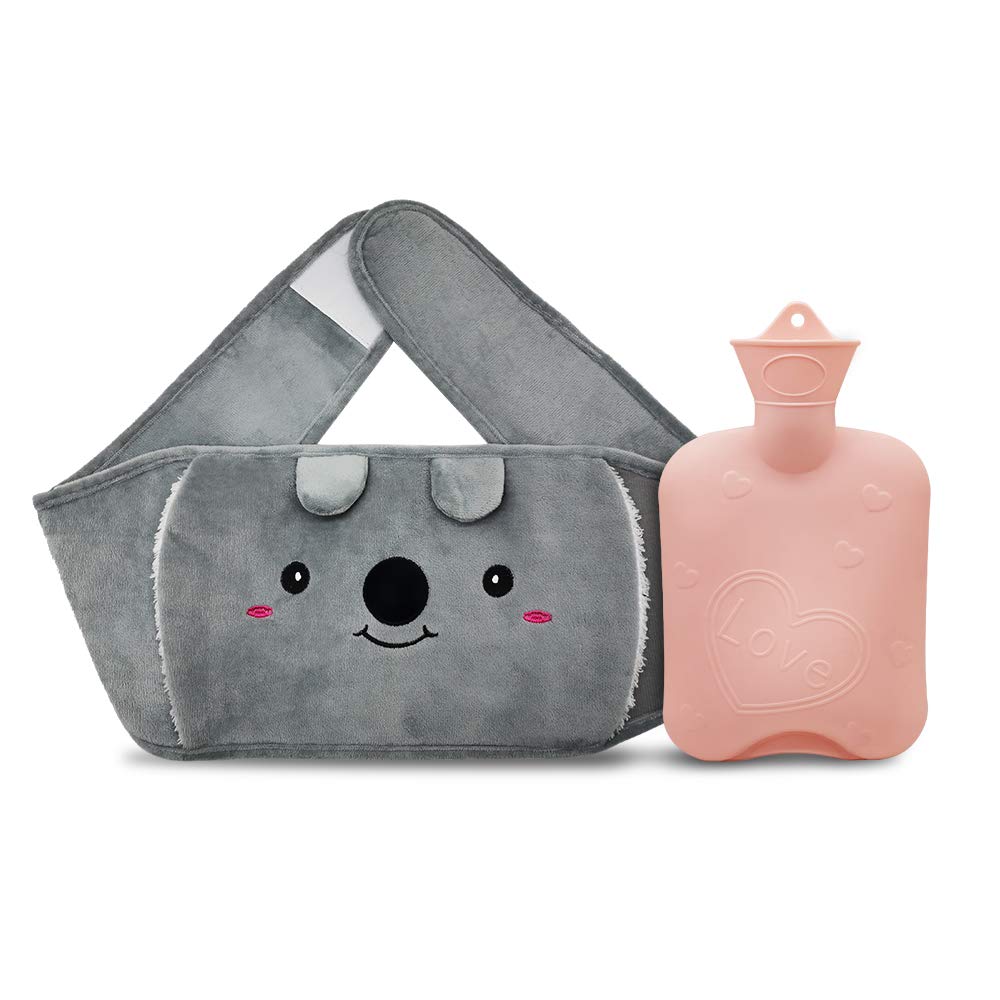 Apostle Rubber Water Bag /Pouch with Soft Plush Hand Waist Warmer Cover, Hot and Cold Relief (Pink) — image 1