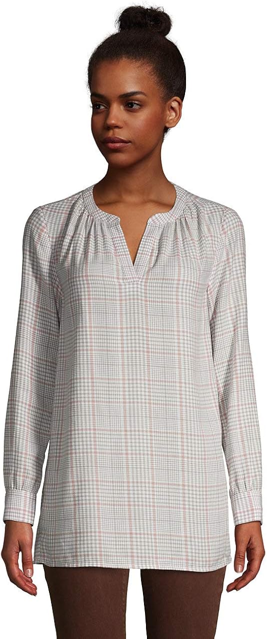 Lands' End Women's Brushed Cotton Long Sleeve VNeck Tunic Top at