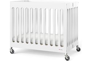 Foundations Boutique Folding Mini Baby Crib, Compact, Portable, Wooden Hotel Crib, Foldable Mini Crib for Baby & Toddler, Inc