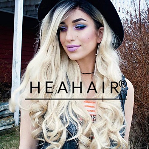 Heahair® Sexy Dark Root Blonde Ombre Body Wave Handited Synthetic Ombre Lace Front Wigs for Party