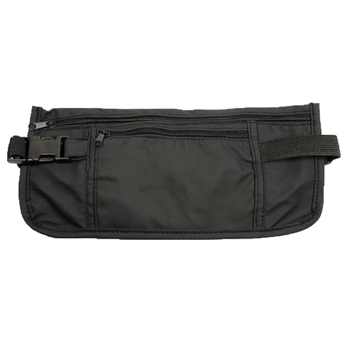 Security Money Belt waist / Bum bag travel pouch Black Amazon.co.uk