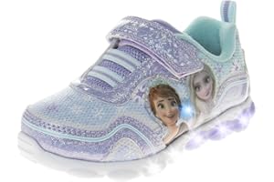 Disney Girls' Frozen Sneakers - Laceless Light-Up Running Shoes (Toddler/Little Girl)